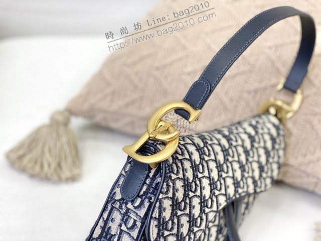 Dior女包 迪奧Oblique帆布刺繡馬鞍包 Dior手提肩背包  dfk1515